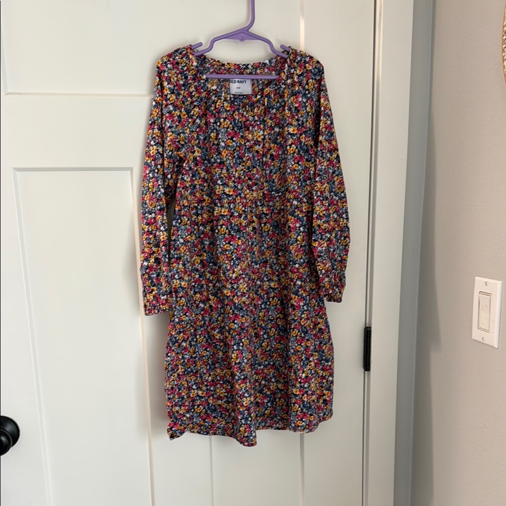 Colorful Floral Long-Sleeve Kids Dress